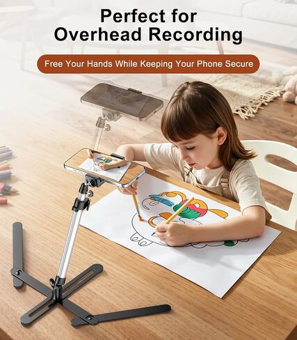 TiMOVO Overhead Tripod for Mini Projector | Heavy Duty, 360° Rotation, Angle & Height Adjustable, Overhead Phone Mount for Cookie Decorating, Live Streaming, Cooking in Kuwait