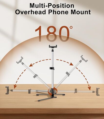 TiMOVO Overhead Tripod for Mini Projector | Heavy Duty, 360° Rotation, Angle & Height Adjustable, Overhead Phone Mount for Cookie Decorating, Live Streaming, Cooking in Kuwait