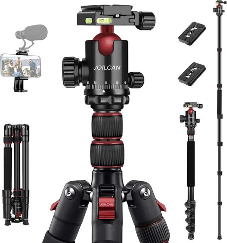JOILCAN Tripod for Camera, 81" Aluminum Camera Tripod, 83" DSLR Tripods & Monopods, Heavy Duty Travel Tripod for Binoculars Spotting Scope Telescope, Max Load 35lb in Kuwait