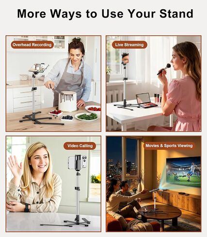 TiMOVO Overhead Tripod for Mini Projector | Heavy Duty, 360° Rotation, Angle & Height Adjustable, Overhead Phone Mount for Cookie Decorating, Live Streaming, Cooking in Kuwait
