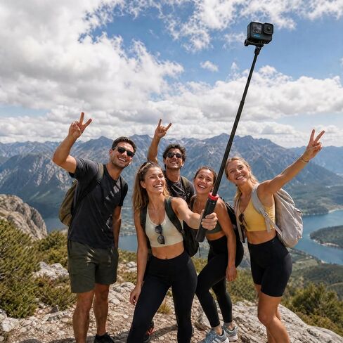 81" Extendable Selfie Stick Tripod for GoPro Mission 1 Pro Hero 13/12/11/10/Max, Aluminum Action Camera Tripod Stand for DJI Osmo Action 6/5 Pro/4/3, Insta360, DSLR, Portable Travel Vlogging in Kuwait