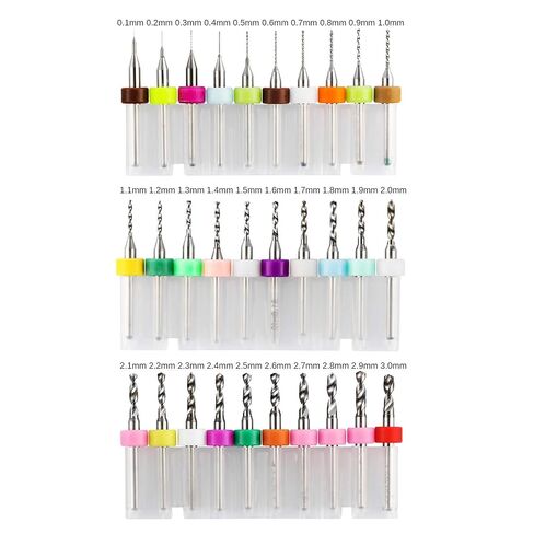 Genmitsu 30pcs PCB Drill Bits Set, 0.1mm-3.0mm, 1/8" Shank Spiral Flute CNC Router Bits for Print Circuit Board Jewelry CNC Engraving, PD30A in Kuwait