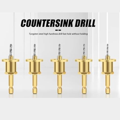 5Pcs Adjustable Hex Shank Countersink Drill Bit Set 2.8-4mm for Woodworking Carpentry in Kuwait