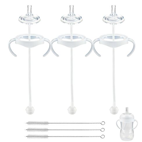 Straw Cup Conversion Kit for Philips Avent Natural Baby Bottles, Weighted Straw Sippy Cup Transition Kit with Soft Nipple, Bottle Handle, 6+ Months, Set of 3 in Kuwait