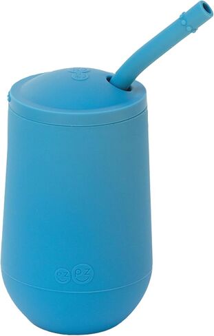 ezpz Happy Cup + Straw System (Sage) - 24 months+ - 100% Silicone Cup + Straw for Older Toddler + Preschoolers - Designed by a Pediatric Feeding Specialist in Kuwait
