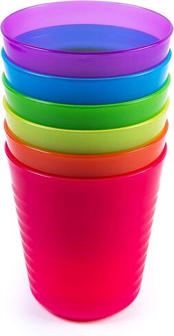 Kids Plastic Dinnerware Set of 6 Multi Color Cups/Tumblers - Reusable, BPA-Free, Dishwasher Safe and Microwaveable in Kuwait