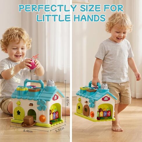 20-in-1 Activity House, Educational Sensory Toy for 1 Year Old Boy | Montessori Toy House with Music & Blocks; Open/Close Doors;Touch & Say; Fine Motor Skill. Great 1st Birthday Gift for Boy in Kuwait