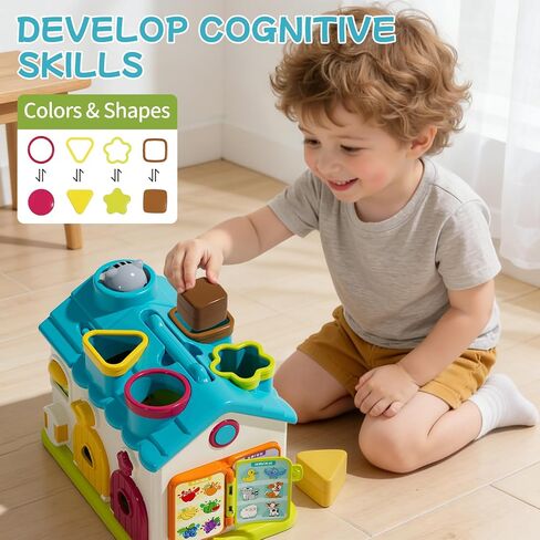 20-in-1 Activity House, Educational Sensory Toy for 1 Year Old Boy | Montessori Toy House with Music & Blocks; Open/Close Doors;Touch & Say; Fine Motor Skill. Great 1st Birthday Gift for Boy in Kuwait