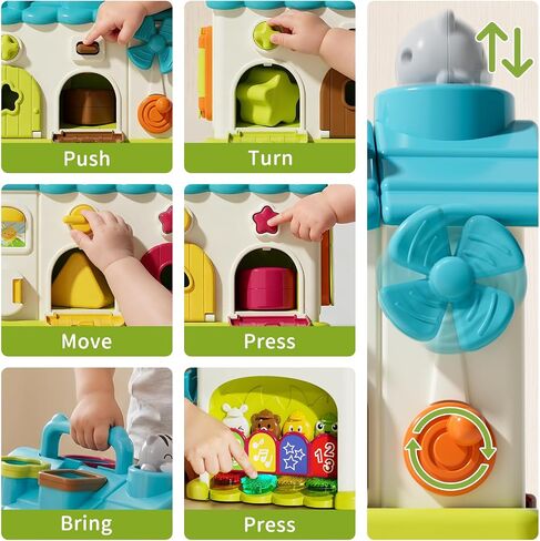 20-in-1 Activity House, Educational Sensory Toy for 1 Year Old Boy | Montessori Toy House with Music & Blocks; Open/Close Doors;Touch & Say; Fine Motor Skill. Great 1st Birthday Gift for Boy in Kuwait