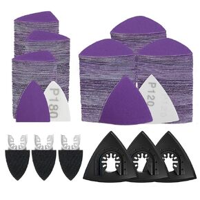 AMZWEI Upgraded 206CS Zirconia Oscillating Tool Sanding Kit | 3 Triangle/ Finger Sanding Pads, 200 Detail Sandpapers, Corner Wood Plaster Sanding, Compatible with Dewalt, Milwaukee in Saudi Arabia