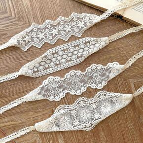 MIUXUESO 4 Pcs Baby Headbands Soft White Lace Baby Girl Headbands, Vintage Hair Accessories Newborn Essentials Cute Hairband for 0-12 Months (White) in Saudi Arabia