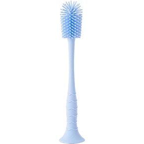 Silicone Baby Bottle Brush with Suction Cup - Blue | 10.25 in Tall, Stainless Steel Core, Seamless One Piece Build, Stands Upright, Gentle Bristles, Dishwasher Safe in Kuwait