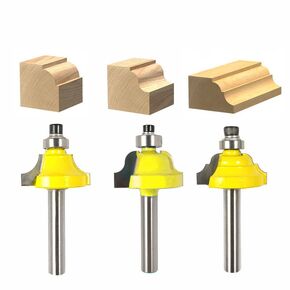 Roundover Beading Router Bit Roman Ogee Bit Double Roman Ogee Bit Set ﻿ | Forming Roundover Beading Roman Ogee Bit with Bearing for Table, Drawer or Cabinet Edges - 1/2" Radius 1/4 Inch Shank（3Pcs） in Saudi Arabia