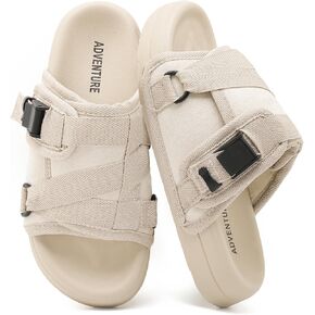 Adjustable Sport Slides for Men and Women, Recovery Sandals with Arch Support, Thick Cushioned Non-Slip Sole, Wide Fit Comfort Strap Slide Sandals for Outdoor Walking, Beach & Casual Wear in Saudi Arabia