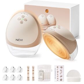 NCVI Security Heat Wearable Breast Pump with Innovative Heat-Flow for Mom | 300mmHg Suction, Double-Sealed Flange , 4 Modes 9 Levels, Leakproof, 46 dB Quiet，Portable Breastfeeding Pump, +30 Output in Kuwait