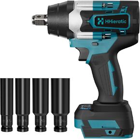 1/2" Cordless Impact Wrench Compatible with Makita 18V Battery,516 Ft-lbs 700N.m Brushless High Torque Impact Gun,Bare Tool with 4PCS Sockets 17/19/20/24mm for Tire Change,Auto Repair in Kuwait