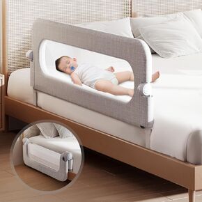 Toddler Bed Rail Guard for Baby - Toddlers Bed Rail for Queen Full King Twin Crib Bunk Size Bed Adjustable Heights & Foldable Portable Bedrail Extra Tall Child Safety Side Railing Guards for Kids(48") in Saudi Arabia