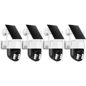 Chpuss Solar Security Camera Wireless Outdoor, 2K HD Surveillance Solar Powered WiFi Camera, Color Night Vision, PIR Detection, 360° View, 2-Way Talk, Spotlight Siren Alarm (Black & White - 1PACK) in Kuwait
