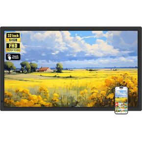 Frameo 32" Extra Large Digital Picture Frame, Smart WiFi Photo Frame with 1920x1080 FHD IPS Touch Screen 64GB Memory, Support Wall Mounted Auto-Rotate USB&SD Card, Share Photos/Videos Instantly in Kuwait