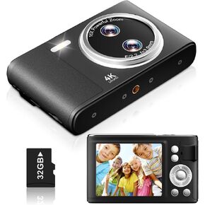 Digital Camera, 48MP FHD 1080P Point and Shoot Camera with 16x Zoom, Anti Shake Autofocus Compact Camera with 32GB Card for Kids, Beginners, Teens, Pink in Kuwait