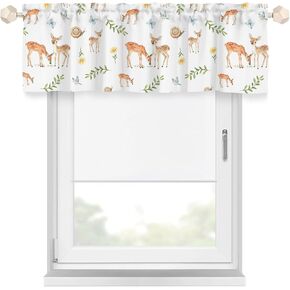 Cute Deer Butterflies Wild Floral Kitchen Valances Rod Pocket Snails Birds Wildflowers Leaves Short Curtains Spring Summer Small Drape for Kids Nursery Playroom 54"x18" Snail 54x18inch Pack of 1 in Kuwait