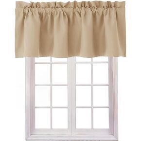 Hiasan Valance Curtains Blackout Solid Rod Pocket Valances for Living Room and Bedroom, 52 x 18 Inches Length, Brown, 1 Panel in Saudi Arabia