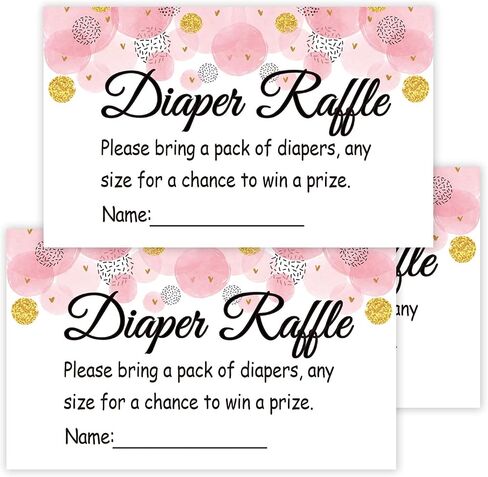 50 Pink Wave Point Diaper Raffle Tickets for Baby Shower Invitation Inserts, Baby Shower Game Cards. in Kuwait
