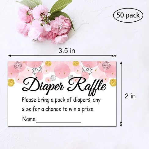 50 Pink Wave Point Diaper Raffle Tickets for Baby Shower Invitation Inserts, Baby Shower Game Cards. in Kuwait