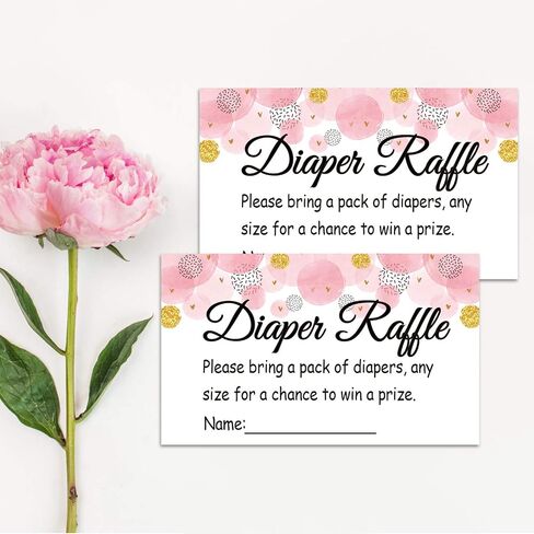 50 Pink Wave Point Diaper Raffle Tickets for Baby Shower Invitation Inserts, Baby Shower Game Cards. in Kuwait
