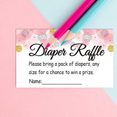 50 Pink Wave Point Diaper Raffle Tickets for Baby Shower Invitation Inserts, Baby Shower Game Cards. in Kuwait