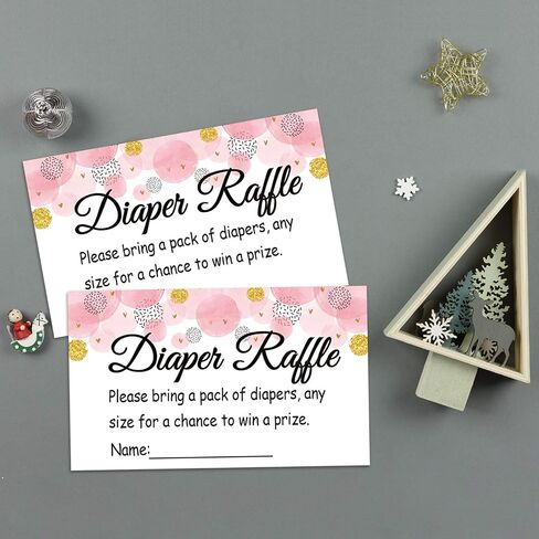 50 Pink Wave Point Diaper Raffle Tickets for Baby Shower Invitation Inserts, Baby Shower Game Cards. in Kuwait