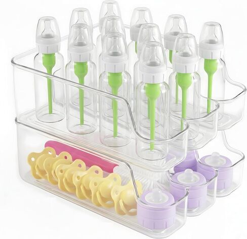 MGY 2 Pack 3 compartments Baby Bottle Organizer compatible with Dr. Brown's 4/8oz Narrow Bottles, Multi-Use Feeding Supplies Holder for Kitchen Counter, Cabinet & Fridge in Kuwait