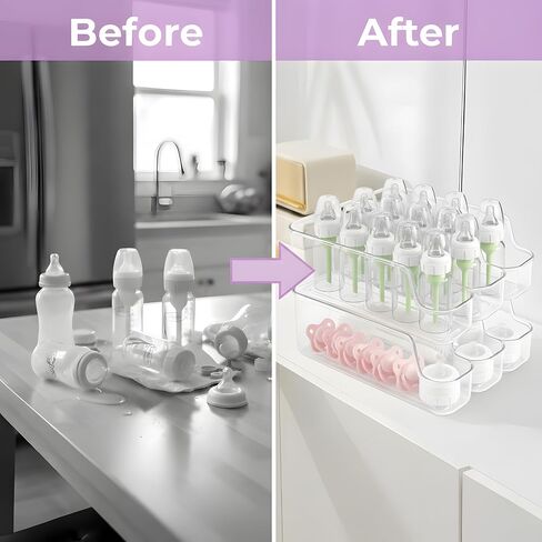MGY 2 Pack 3 compartments Baby Bottle Organizer compatible with Dr. Brown's 4/8oz Narrow Bottles, Multi-Use Feeding Supplies Holder for Kitchen Counter, Cabinet & Fridge in Kuwait