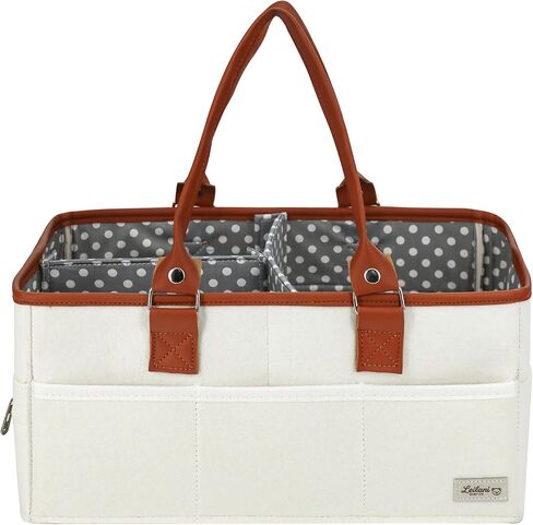 Diaper Caddy Organizer, Large Portable Nursery Storage Basket with Removable Dividers, Leather Handles, Multiple Pockets for Baby Essentials and Car Travel in Kuwait