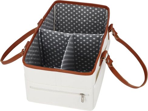 Diaper Caddy Organizer, Large Portable Nursery Storage Basket with Removable Dividers, Leather Handles, Multiple Pockets for Baby Essentials and Car Travel in Kuwait