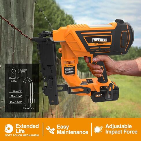 Freeman PE20VFS105 20 Volt Cordless and Brushless 10.5-Gauge 1-9/16" Fencing Stapler Kit with Lithium Ion Battery, Charger, and Case – 750 Shots per Charge in Kuwait