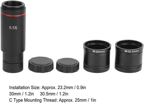 Fafeicy Microscope Camera Adapter 0.5X C Mount Adapter | Expand Field of View for Biological Stereo Microscope ABS Material 23.2mm 30mm 30.5mm Installation Size in Kuwait