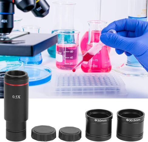 Fafeicy Microscope Camera Adapter 0.5X C Mount Adapter | Expand Field of View for Biological Stereo Microscope ABS Material 23.2mm 30mm 30.5mm Installation Size in Kuwait