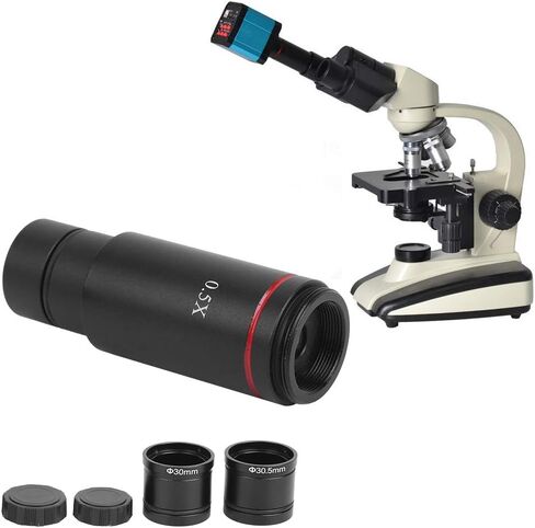 Fafeicy Microscope Camera Adapter 0.5X C Mount Adapter | Expand Field of View for Biological Stereo Microscope ABS Material 23.2mm 30mm 30.5mm Installation Size in Kuwait