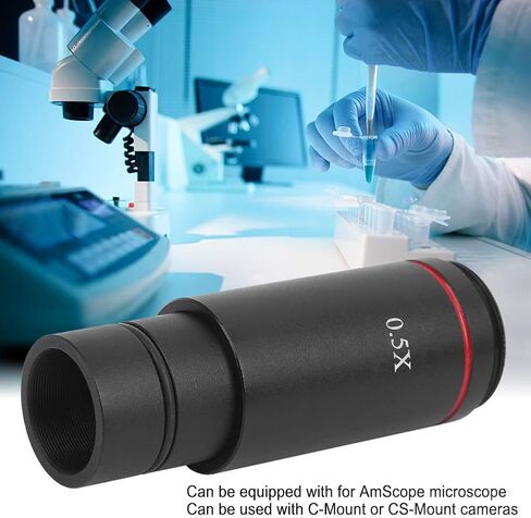 Fafeicy Microscope Camera Adapter 0.5X C Mount Adapter | Expand Field of View for Biological Stereo Microscope ABS Material 23.2mm 30mm 30.5mm Installation Size in Kuwait