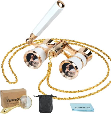 3X25 Opera Glasses for Women Broadway Concert HD Mini Thteater Binocular | Portable Vintage Theater Glasses with Adjustable Handle,Chain,Magnifier BK7 Optics,Metal Body for Shows& Musical Events in Kuwait