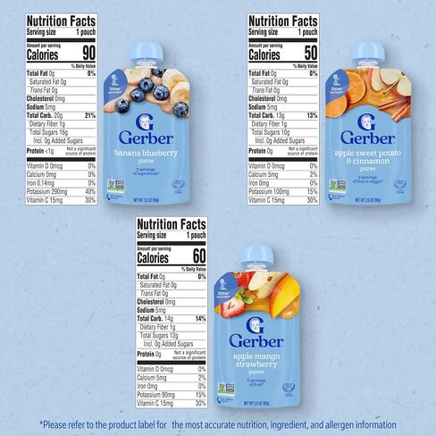 Gerber Toddler Assorted Fruit Variety Pouches, 3.5 Oz, 18 Pack in Kuwait