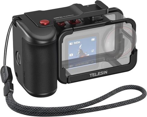 TELESIN Metal Street Grip Kit for DJI OSMO Action 5 Pro/4/3 with Cage | Camera Photography Handle Grip Kit For DJI, Quick Release, Seesaw Shutter Button, Cold Shoe, Wrist Strap, 1/4 Threaded in Kuwait