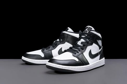 Women's Air Jordan 1 Mid 'Panda' (White, Black) in Kuwait