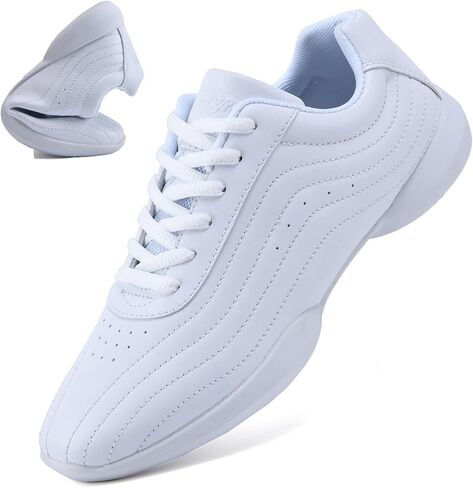 DADAWEN Girls White Cheer Shoes Youth Cheerleading Shoes Dance Athletic Training Tennis Lightweight Competition for Women Cheer Sneakers in Saudi Arabia