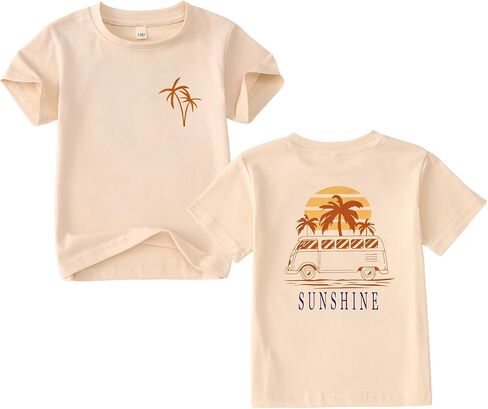 Toddler Boy Girl Hawaiian Shirts Beach Sunshine T-Shirt Kids Palm Tree Graphic Tee Funny Vacation Tops Summer Clothes in Kuwait