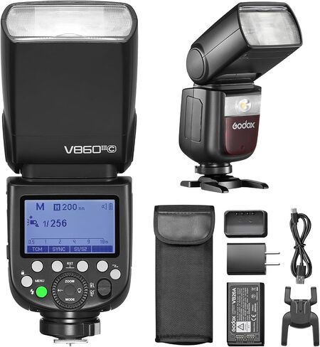 Godox V860III-N TTL Camera Speedlight for Nikon, GN60 76Ws 2.4G Wireless X System, HSS 1/8000s, 2600mAh 480 Flashes, 10-Level LED Modeling Light, Auto Zoom 20-200mm in Kuwait