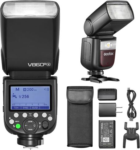 Godox V860III-N TTL Camera Speedlight for Nikon, GN60 76Ws 2.4G Wireless X System, HSS 1/8000s, 2600mAh 480 Flashes, 10-Level LED Modeling Light, Auto Zoom 20-200mm in Saudi Arabia