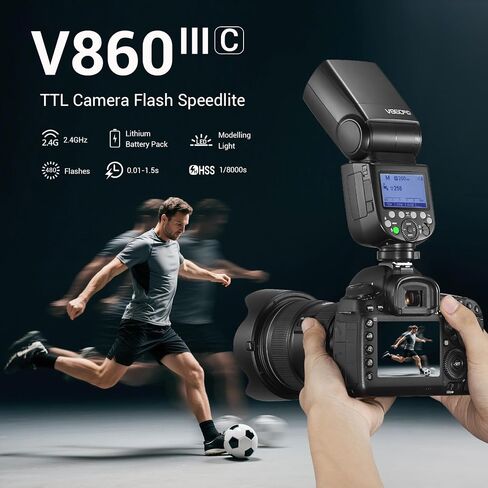 Godox V860III-N TTL Camera Speedlight for Nikon, GN60 76Ws 2.4G Wireless X System, HSS 1/8000s, 2600mAh 480 Flashes, 10-Level LED Modeling Light, Auto Zoom 20-200mm in Saudi Arabia