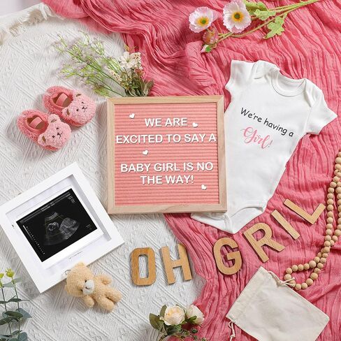 Canlierr 9 Pcs Pregnancy Announcement Set Pregnancy Reveal Ideas Felt Letter Board Bodysuit Baby Booties Photo Frame Plush Bear Wood Blocks for Coming Soon Baby Announcement in Kuwait